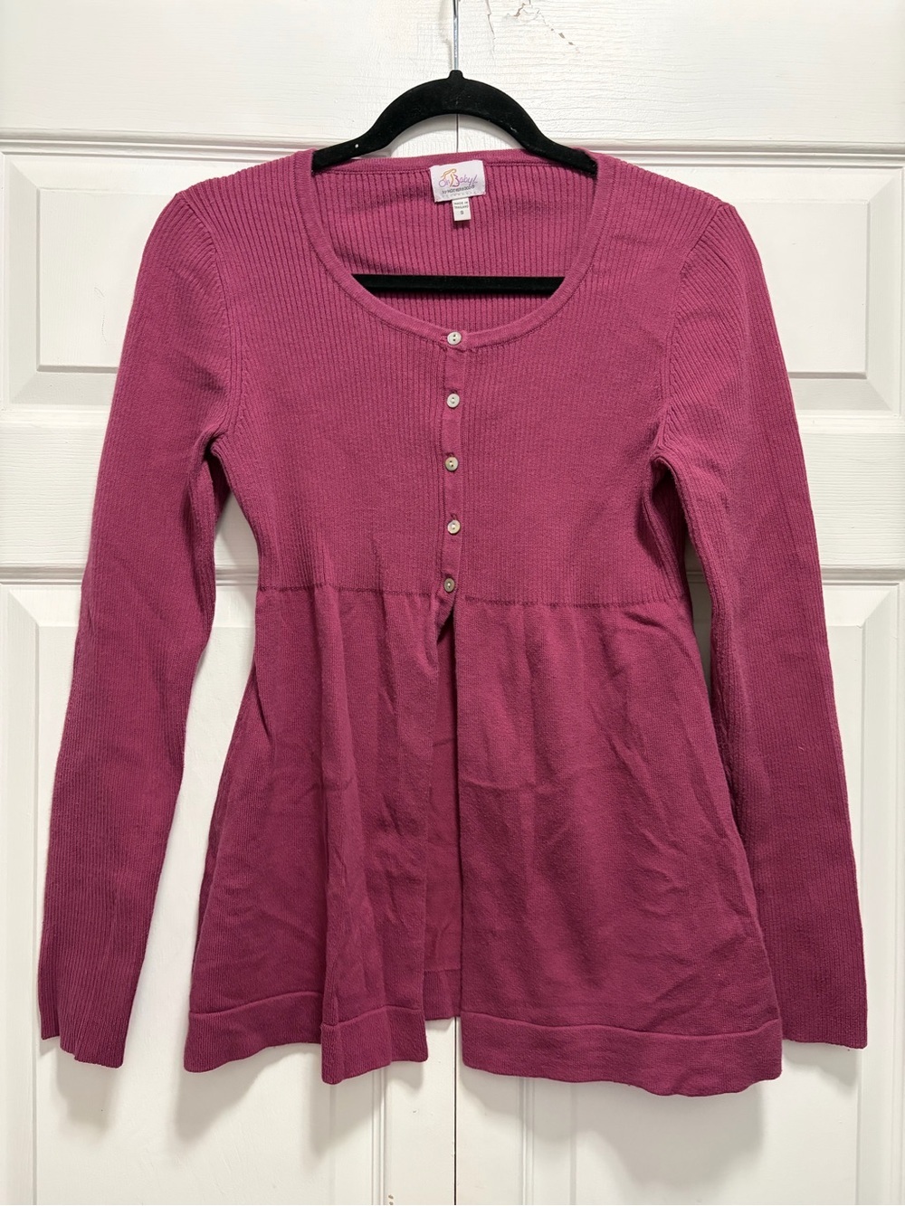 Y2K Oh Baby by Motherhood Rose Pink Ribbed Babydoll Cardigan small